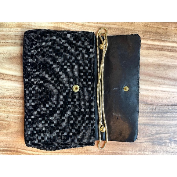 VintageWalborg Black beaded sequined clutch evening bag/purse Hong Kong - Picture 3 of 15